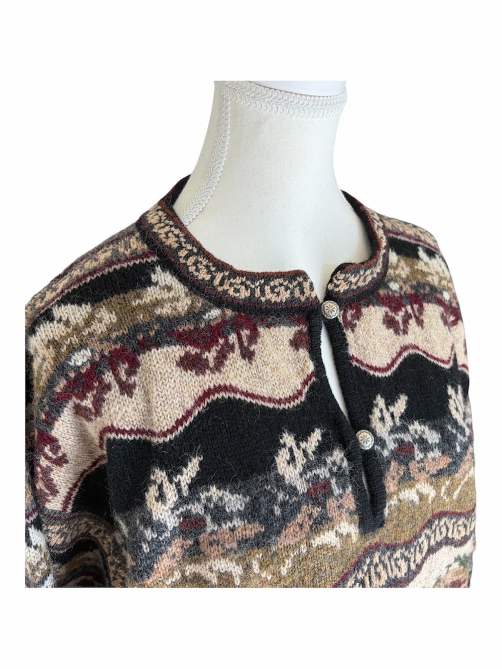 Vintage Icelandic Design L Wool Pullover Multi Color  Sweater